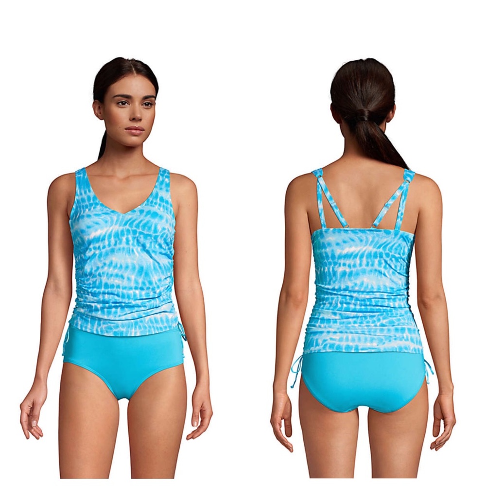 Lands end underwire tankini top v neck 12 long